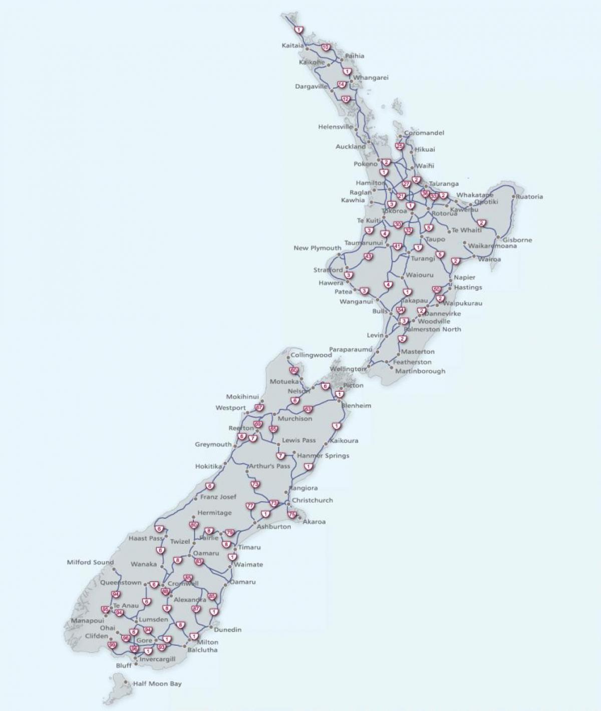 Нова Зеландія дорогах карті
