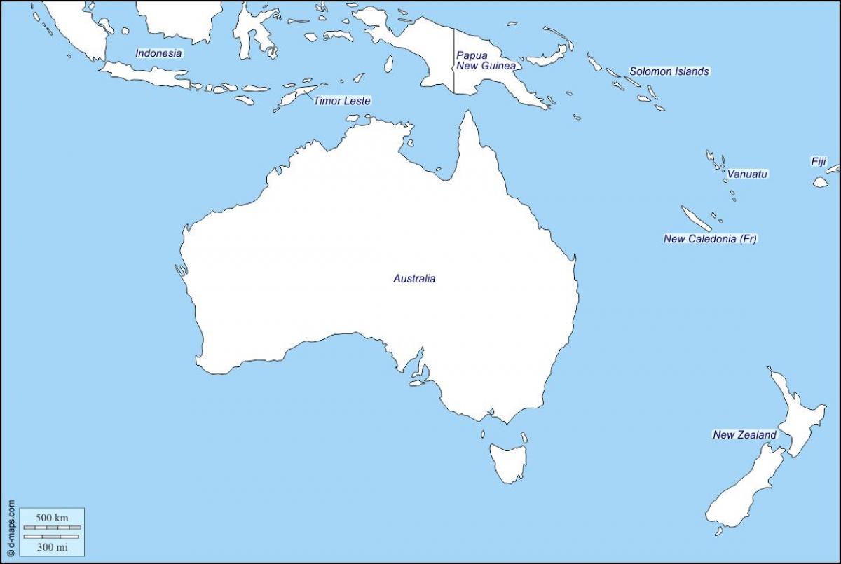 контурна карта Австралії та Нової Зеландії