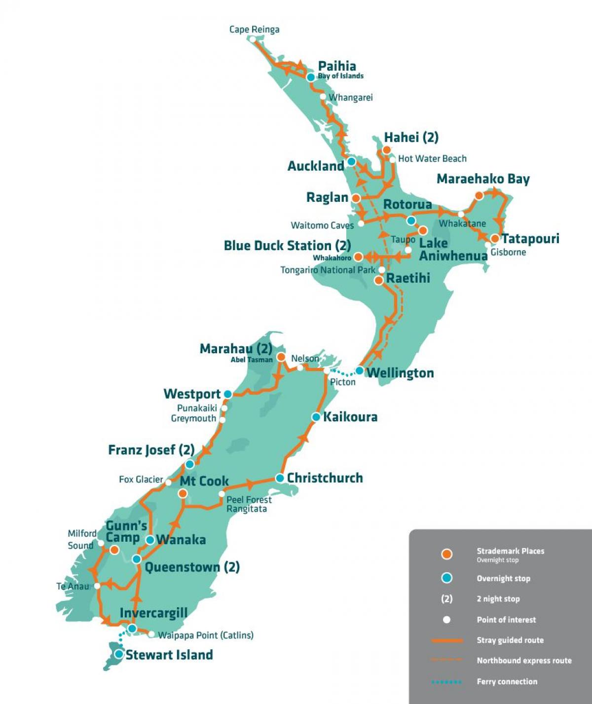 Нова Зеландія пам'ятки на карті
